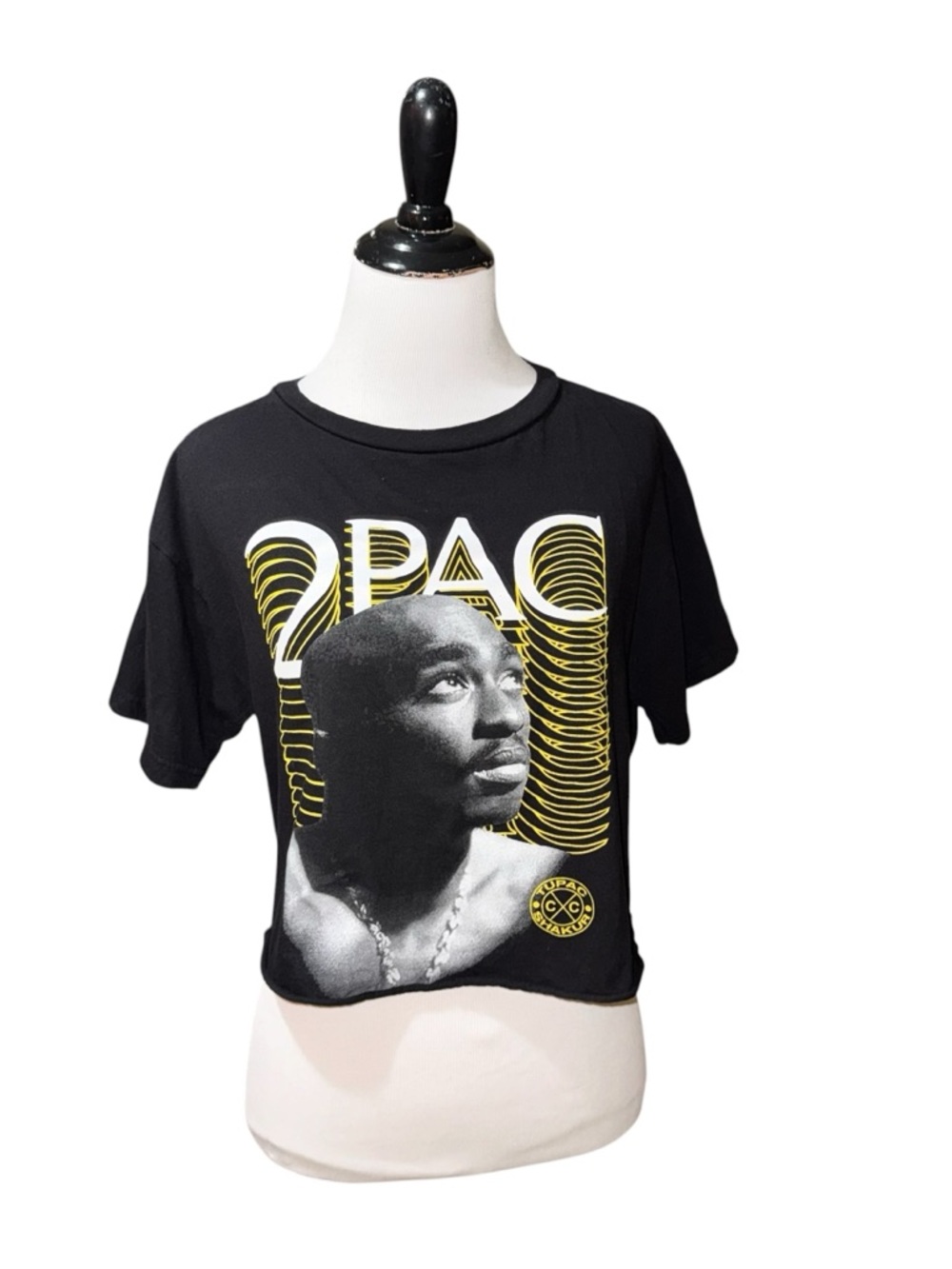 Cross Colours Women's M Medium Cropped Crewneck T-Shirt Tupac Shakur Hip Hop 90s
